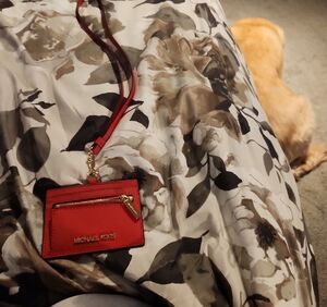 Michael Kors Red Card Holder with Gold Accents